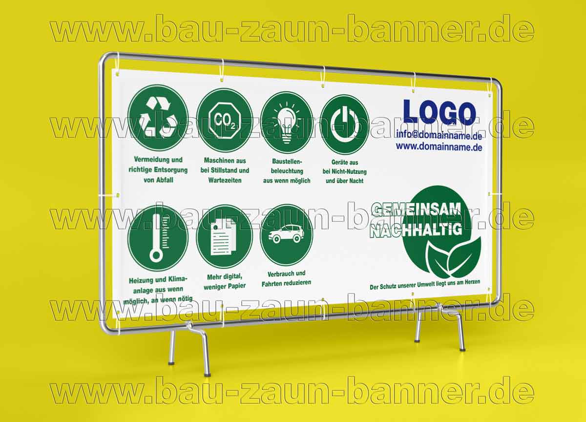 Bauzaunbanner Banner Werbung für Baustelle Nachhaltig Nachhaltigkeit