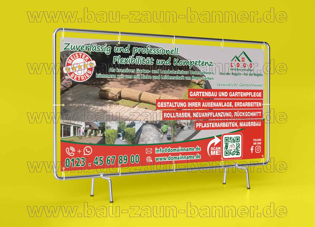 Bauzaunbanner Banner Werbung für Gartenbau Gartenpflege