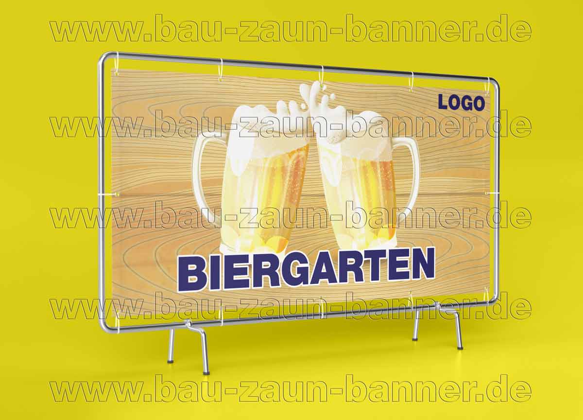 Bauzaunbanner Schild Banner Biergarten Bier-Garten Restaurant Gastronomie Gastro Feier